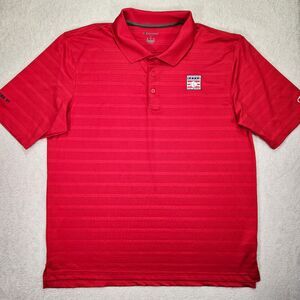 Champion Men's Large Baseball Hall of Fame Polo Shirt Red Textured Cooperstown